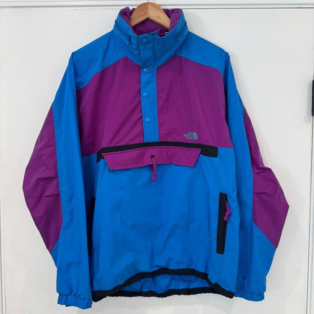 VTG North Face Windbreaker Jacket Mens M Anorak Pullover Colorblock 90s Logo